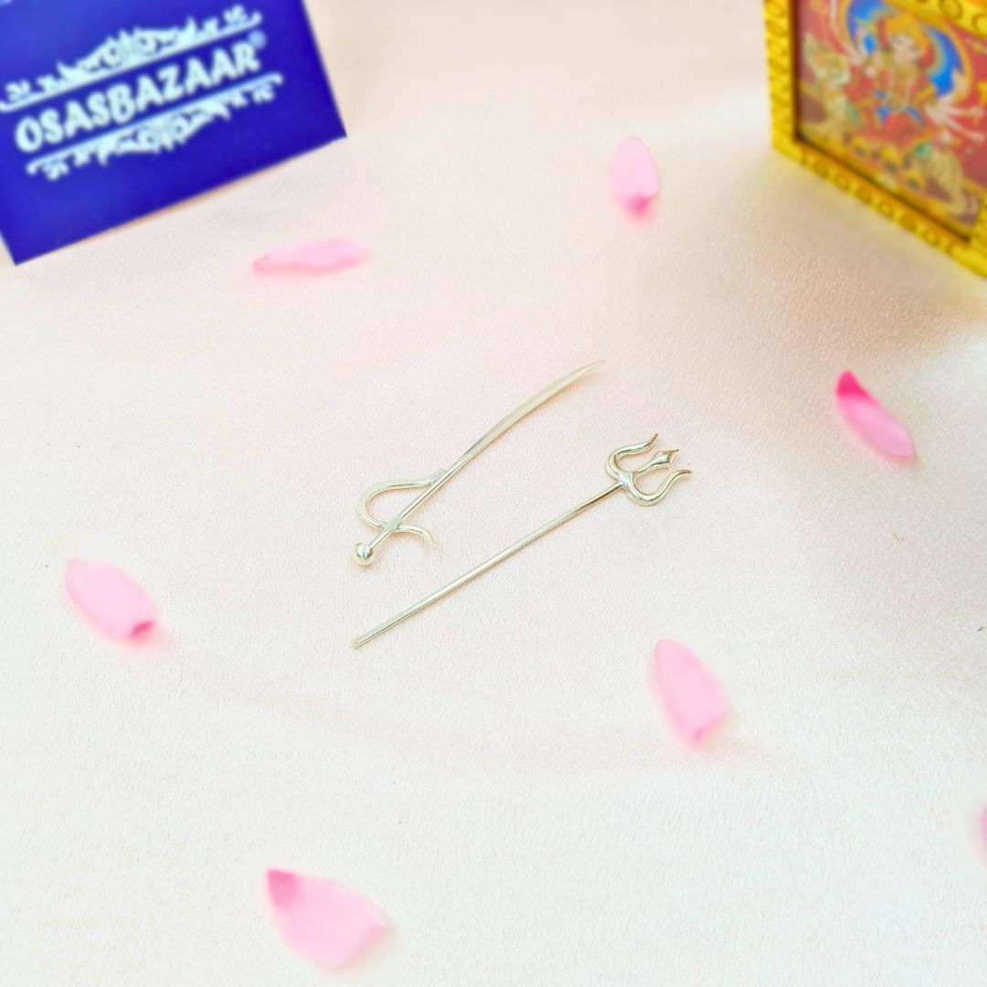 Pure Silver Trishul Talwar Image Angle 1 Pure Silver Trishul Talwar Image Angle 1