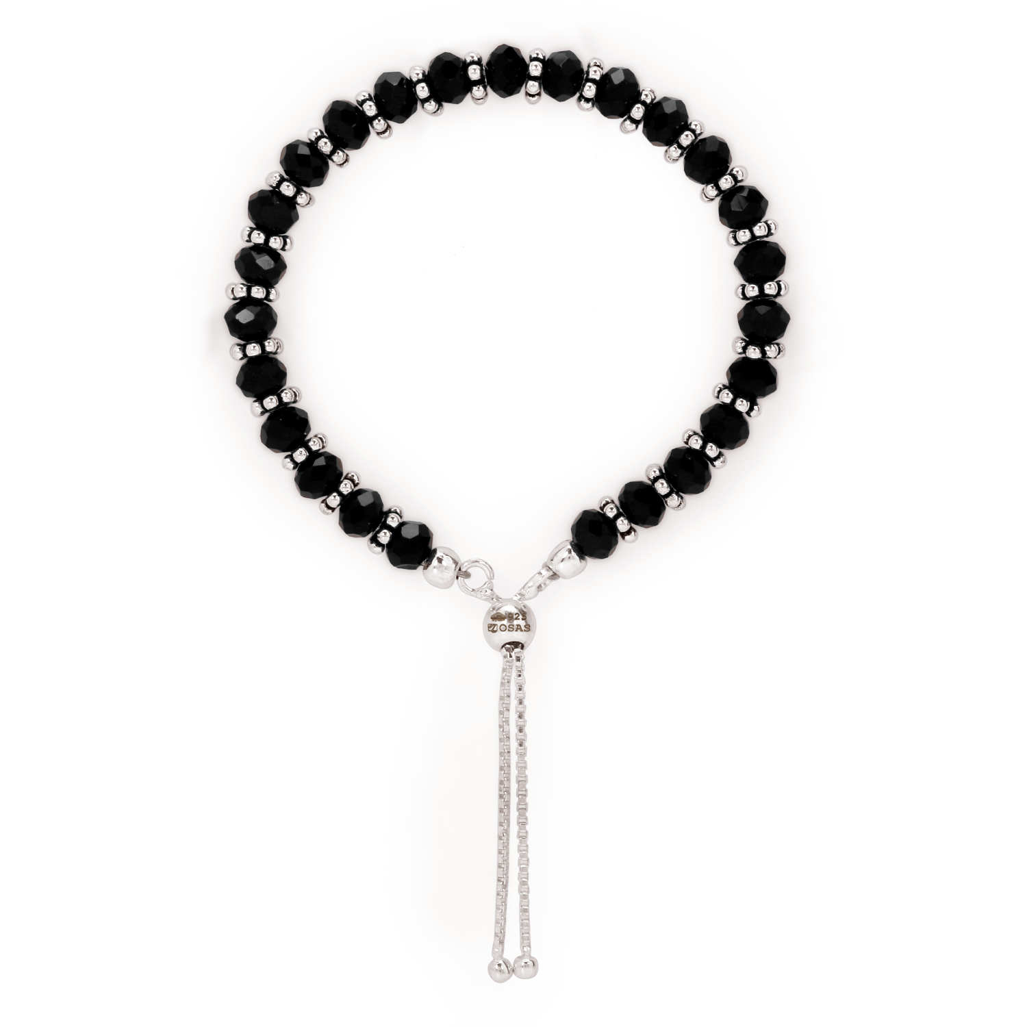 Sterling silver customized black beads Nazariya bracelet, protect from —  Vastustoreonline