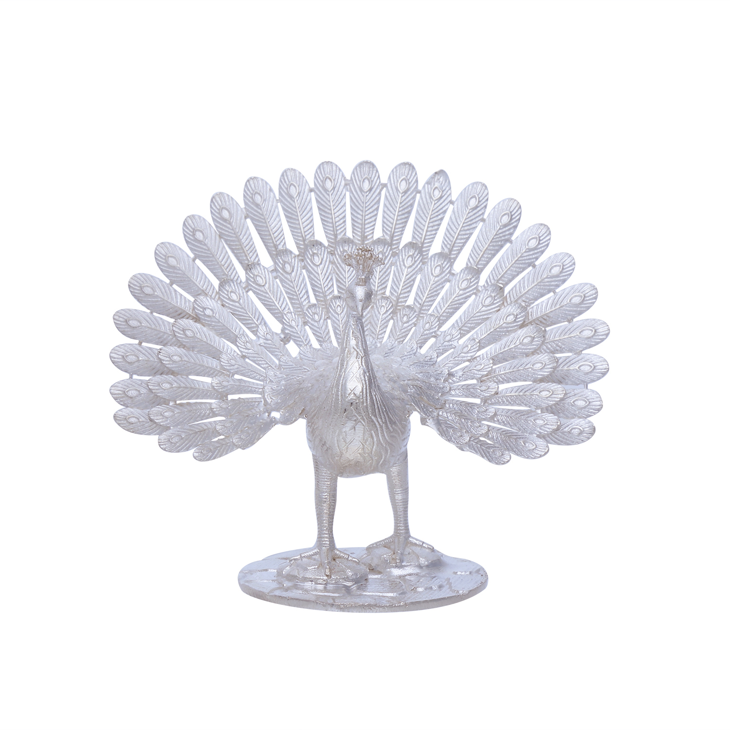 Silver Peacock Dancing Statue - Osasbazaar