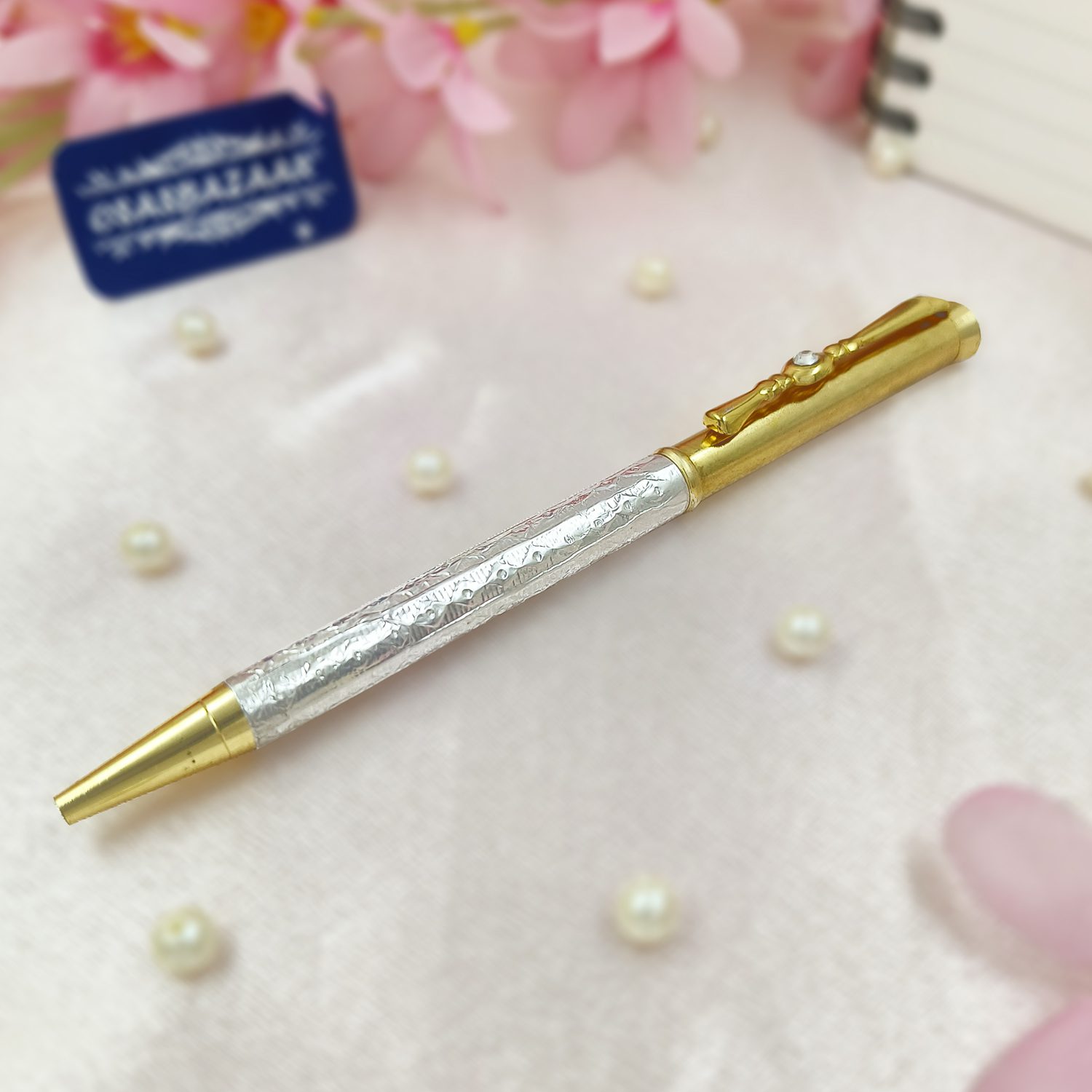 20 Light Silver Ballpoint Pen – Gold Image Top 3