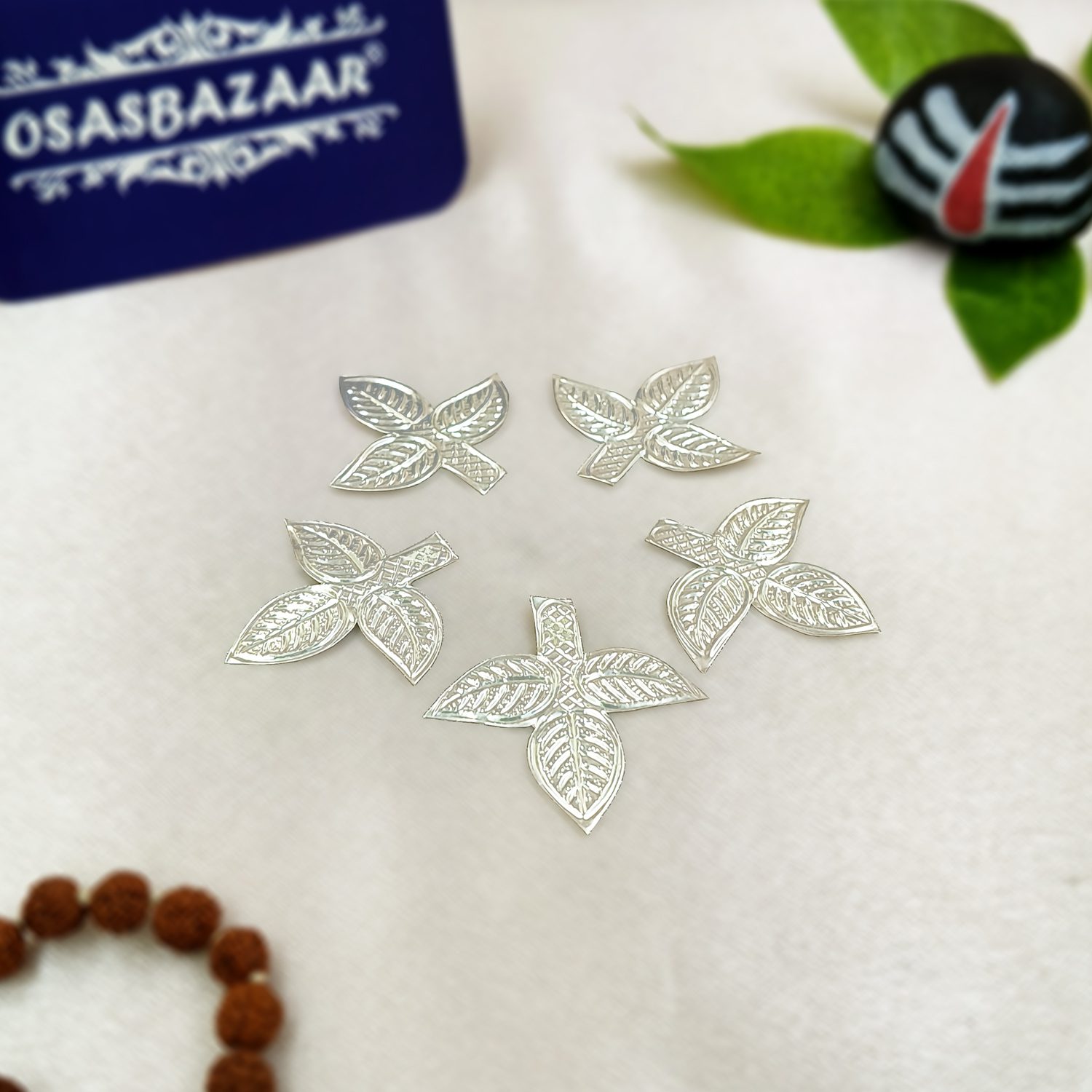 12 Silver Belpatra Leaf – 05 pieces Image Top 1