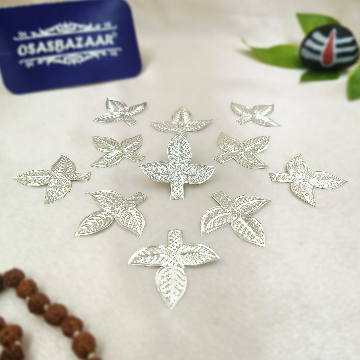 14 Silver Belpatra Leaf Plain - 11 piece Image Front 3