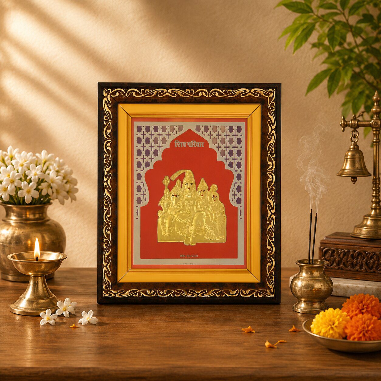 Frame Cutwork Gold Shiv Pariwar in Silver By Osasbazaar Lifestyle Image1