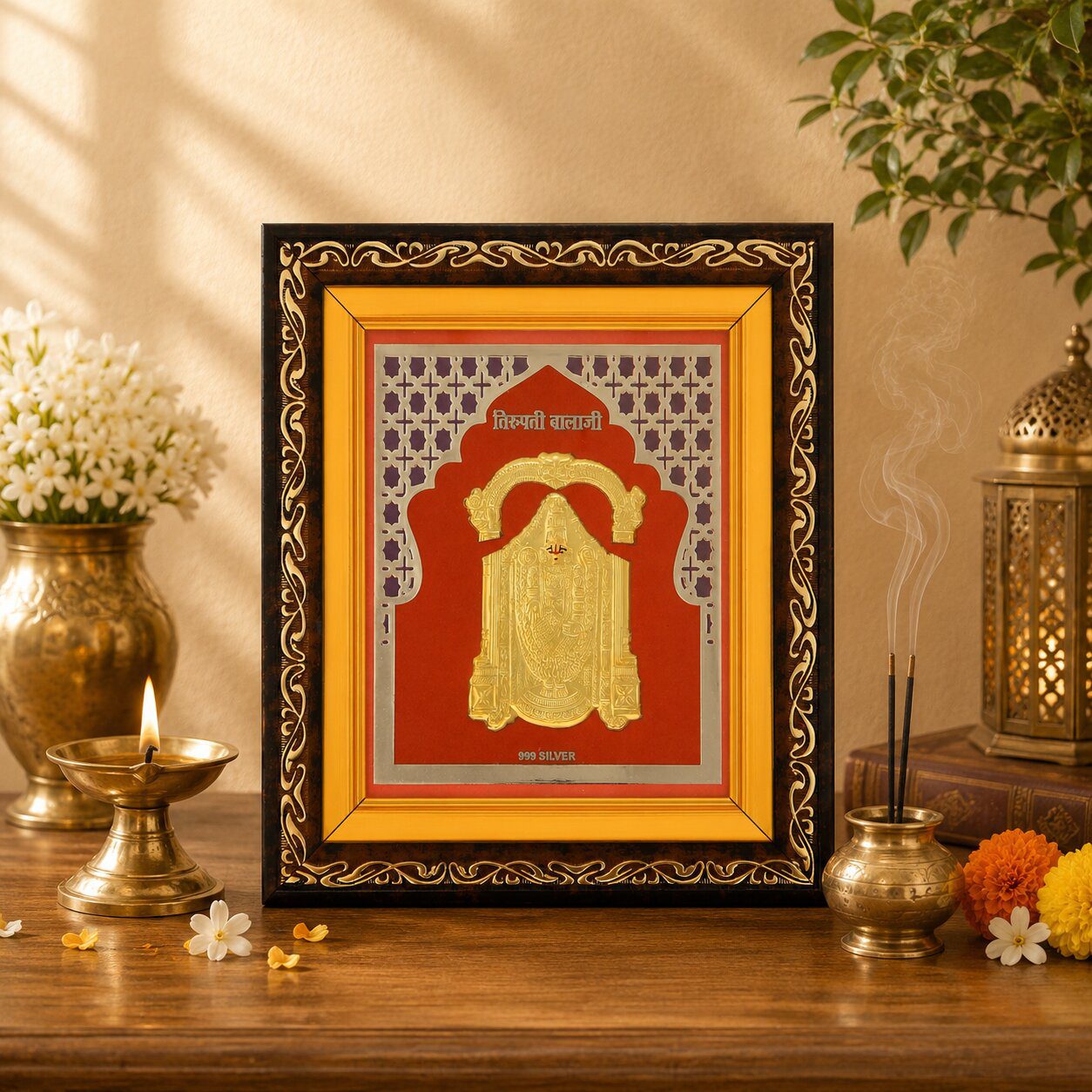 Frame Cutwork Gold Tirupati Balaji in Silver By Osasbazaar Lifestyle Image1