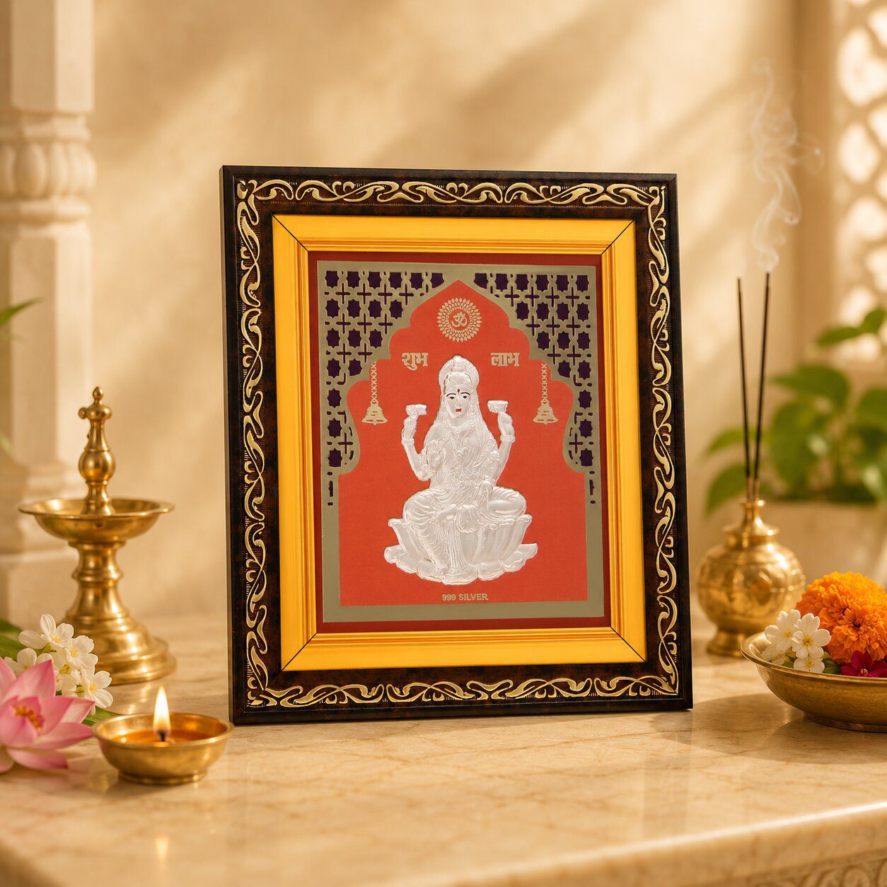 Frame Cutwork Silver Laxmiji in Silver By Osasbazaar Lifestyle Image1