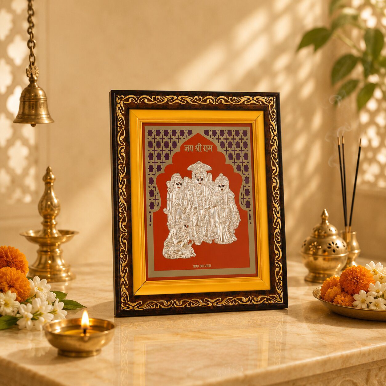 Frame Cutwork Silver Ram Darbar in Silver By Osasbazaar Lifestyle Image1