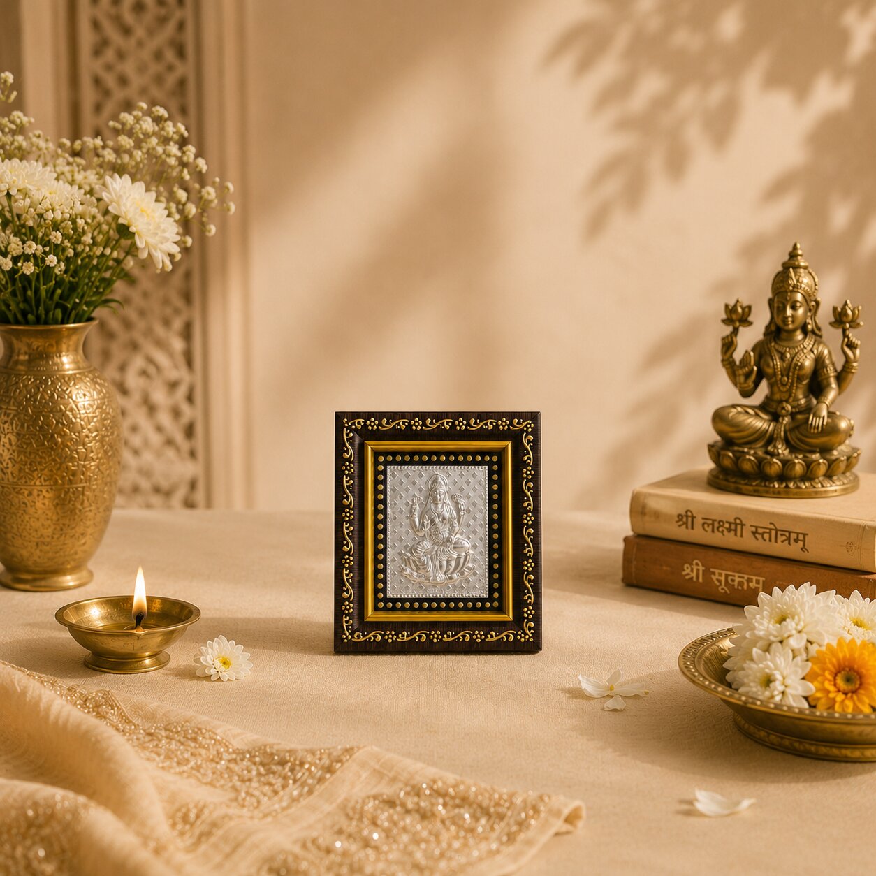 Frame Mini Laxmi Ji in Silver By Osasbazaar Lifestyle Image