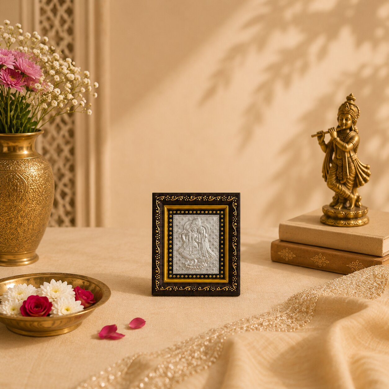 Frame Mini Radha Krishna in Silver By Osasbazaar Lifetyle Image