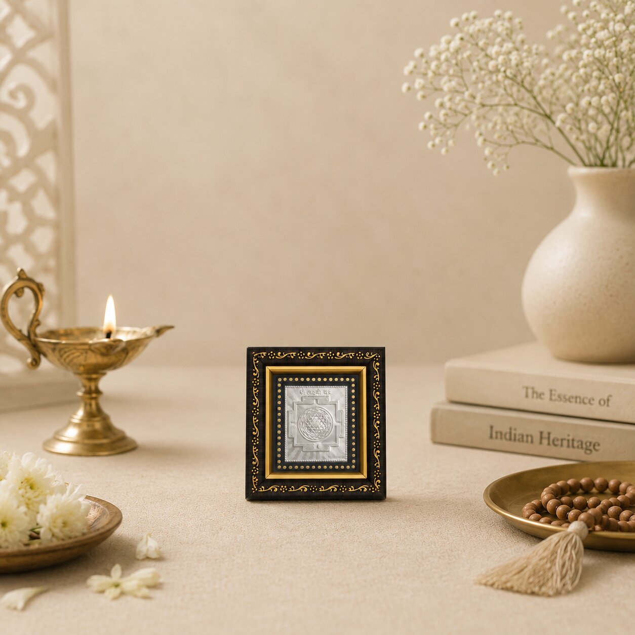 Frame Mini Shree Yantra in Silver By Osasbazaar Lifetyle Image